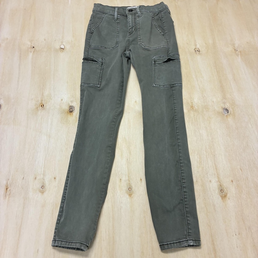 Mudd Y2K High Rise Utility Jegging Jeans Juniors 3 Green Cargo Pockets Stretch
